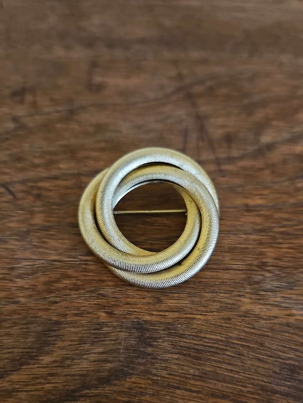Gold-Tone Interlocking Circle Brooch